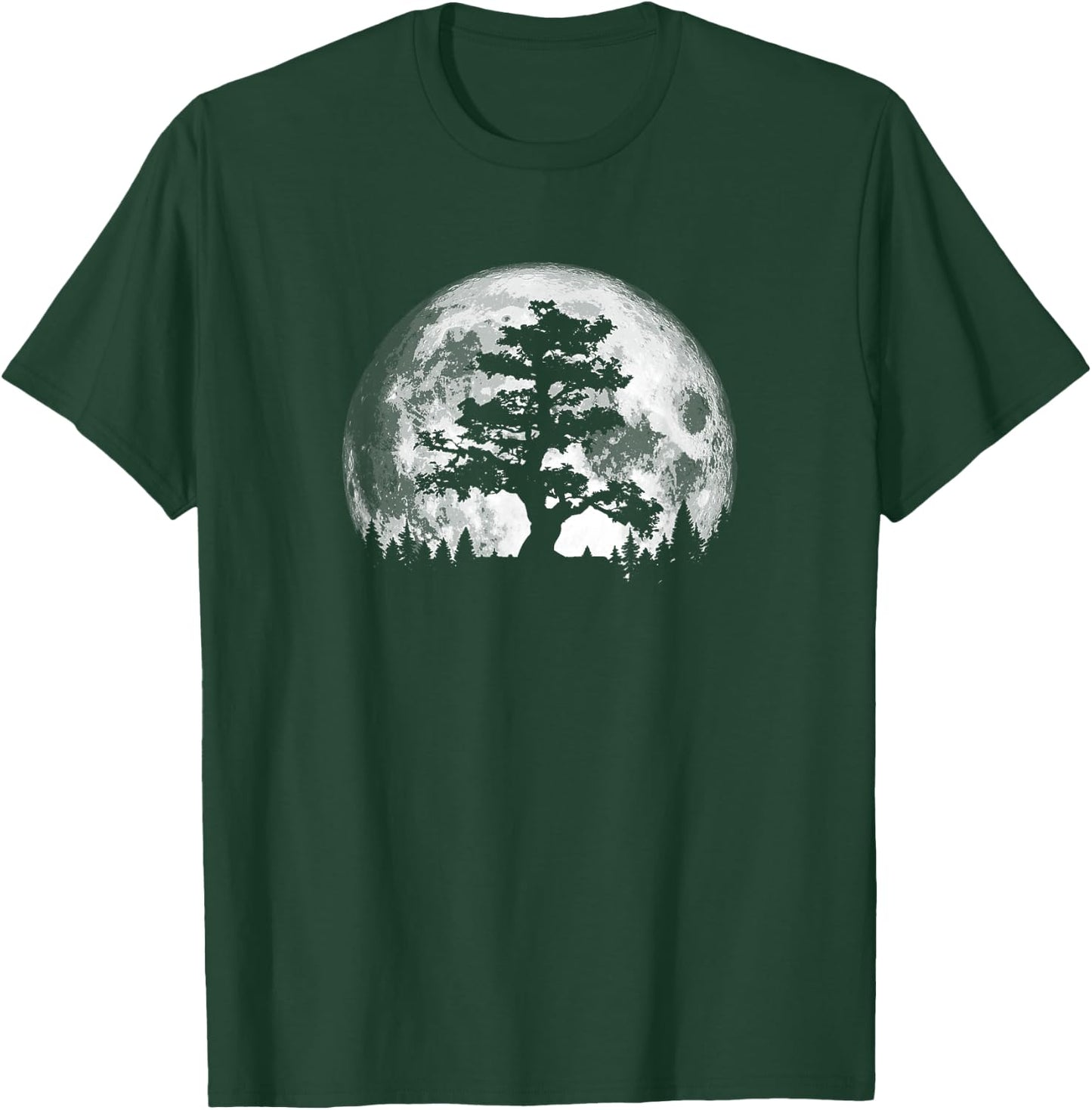 Retro full moon and minimalist pine tree vintage graphic T-Shirt - T-Shirt | Forest