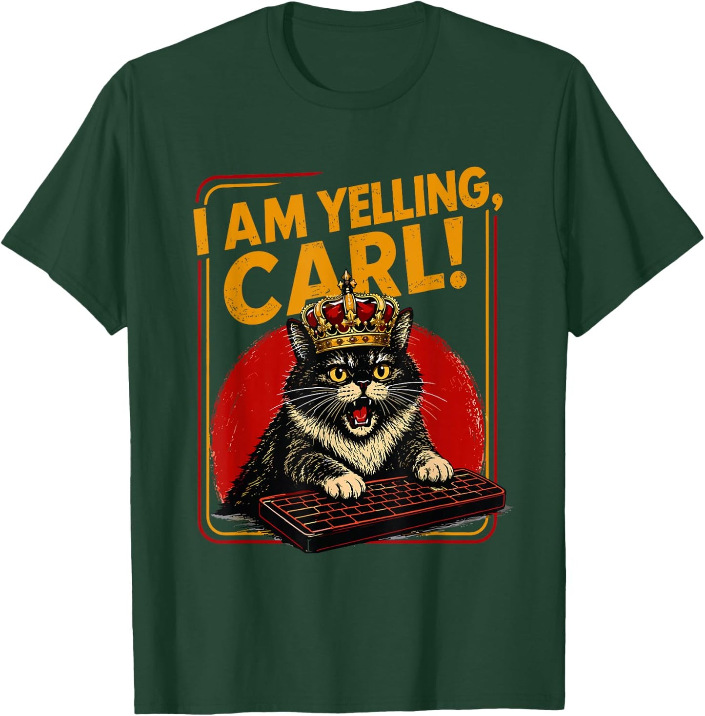 I Am Yelling Carl Screaming Black Cat Meme Computer Keyboard T-Shirt - T-Shirt | Forest