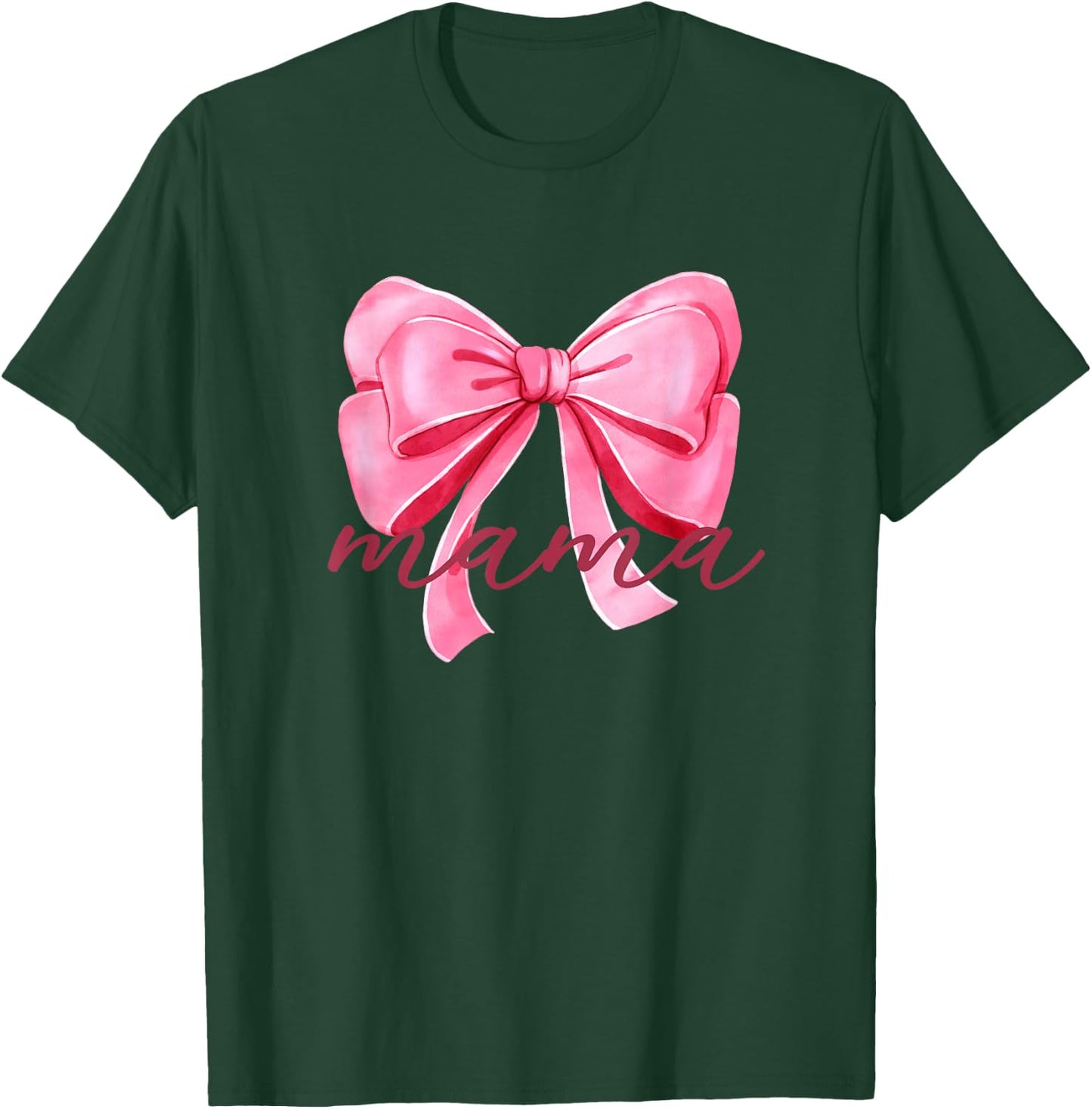 Mama Pink Bow Birthday Baby Shower Family Pink Ribbon T-Shirt - T-Shirt | Forest