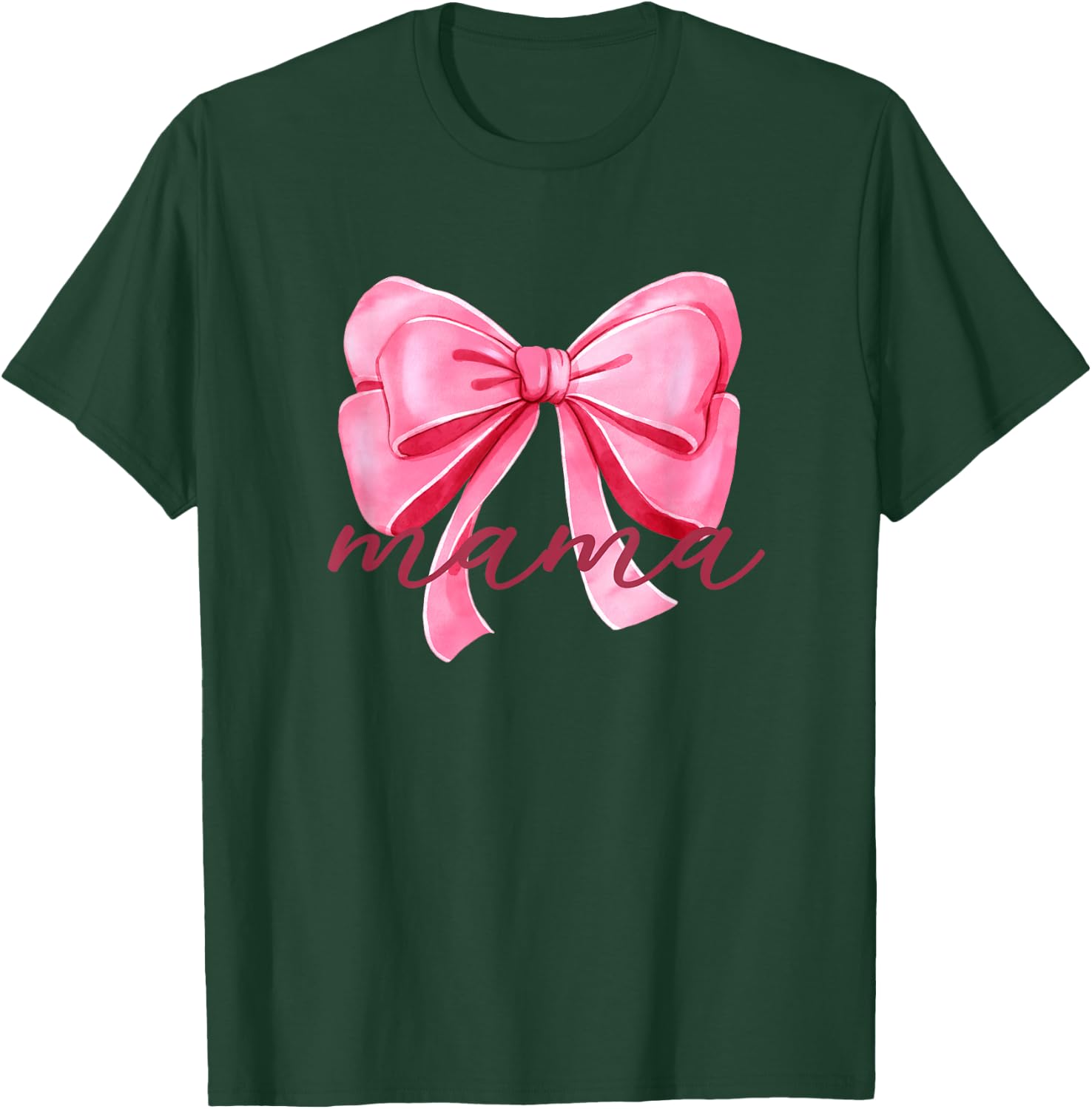 Mama Pink Bow Birthday Baby Shower Family Pink Ribbon T-Shirt - T-Shirt | Forest