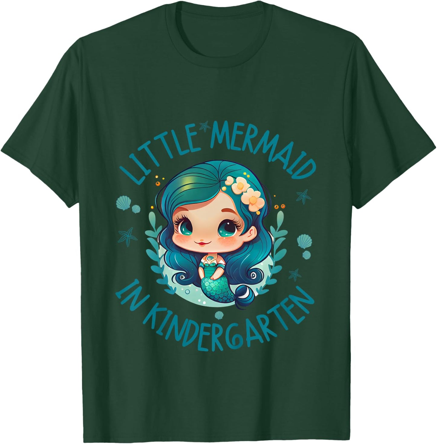 Kids Cute Kindergarten Girls Little Mermaid In Kindergarten T-Shirt - T-Shirt | Forest