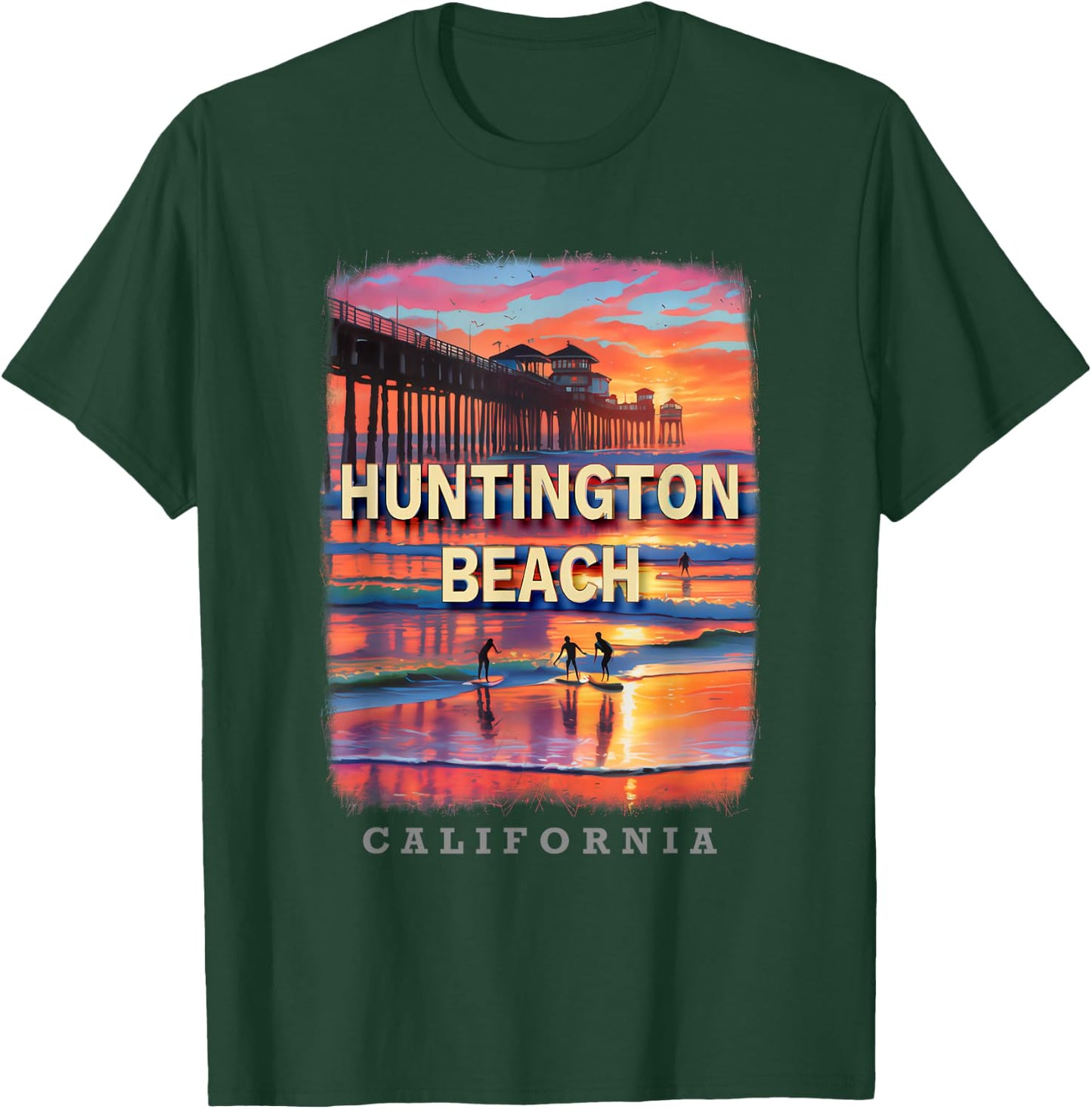 Huntington Beach California CA Surfing Paradise SD883 T-Shirt - T-Shirt | Forest