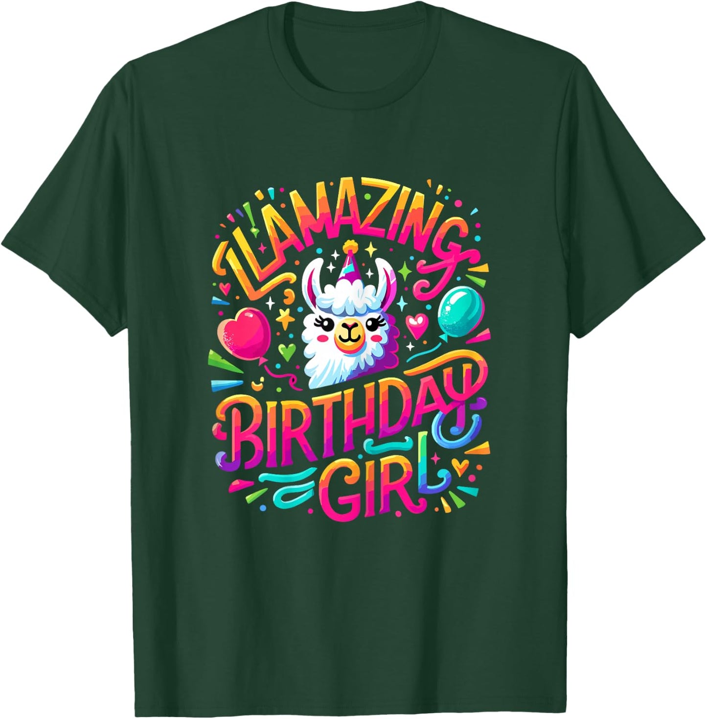 Llamazing Birthday Girl Llama Birthday Girl Alpaca Llama T-Shirt - T-Shirt | Forest