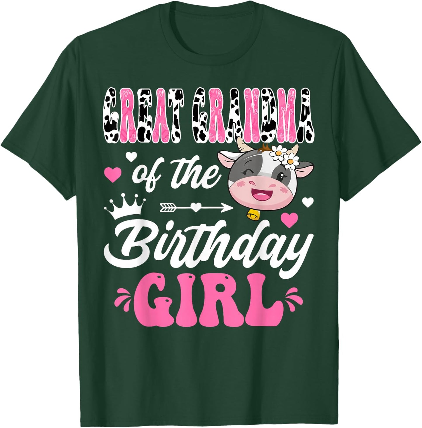 Great Grandma Of The Birthday Girl Cute Cow 1St Birthday T-Shirt - T-Shirt | Forest