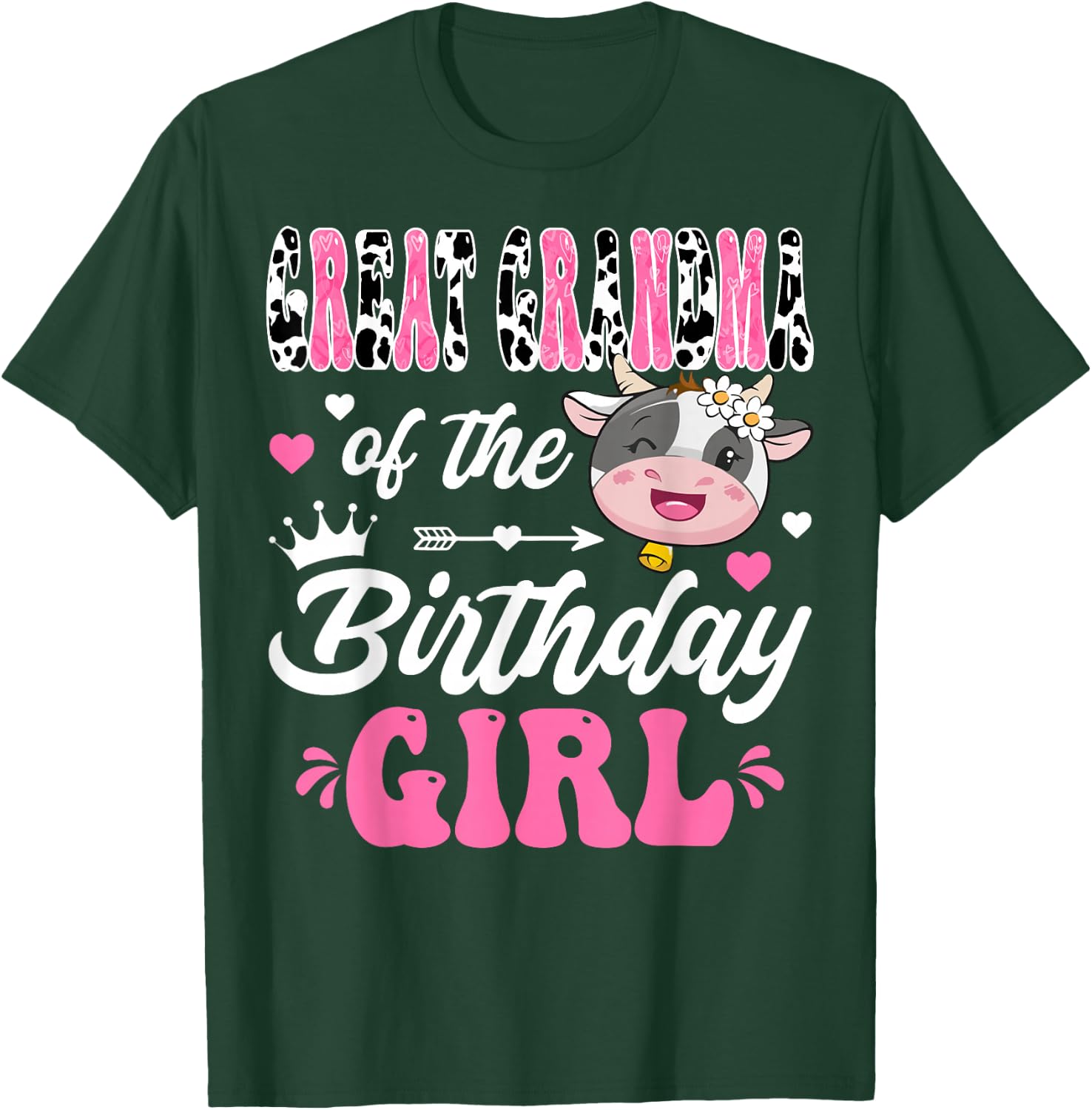 Great Grandma Of The Birthday Girl Cute Cow 1St Birthday T-Shirt - T-Shirt | Forest