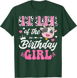 Great Grandma Of The Birthday Girl Cute Cow 1St Birthday T-Shirt - T-Shirt | Forest
