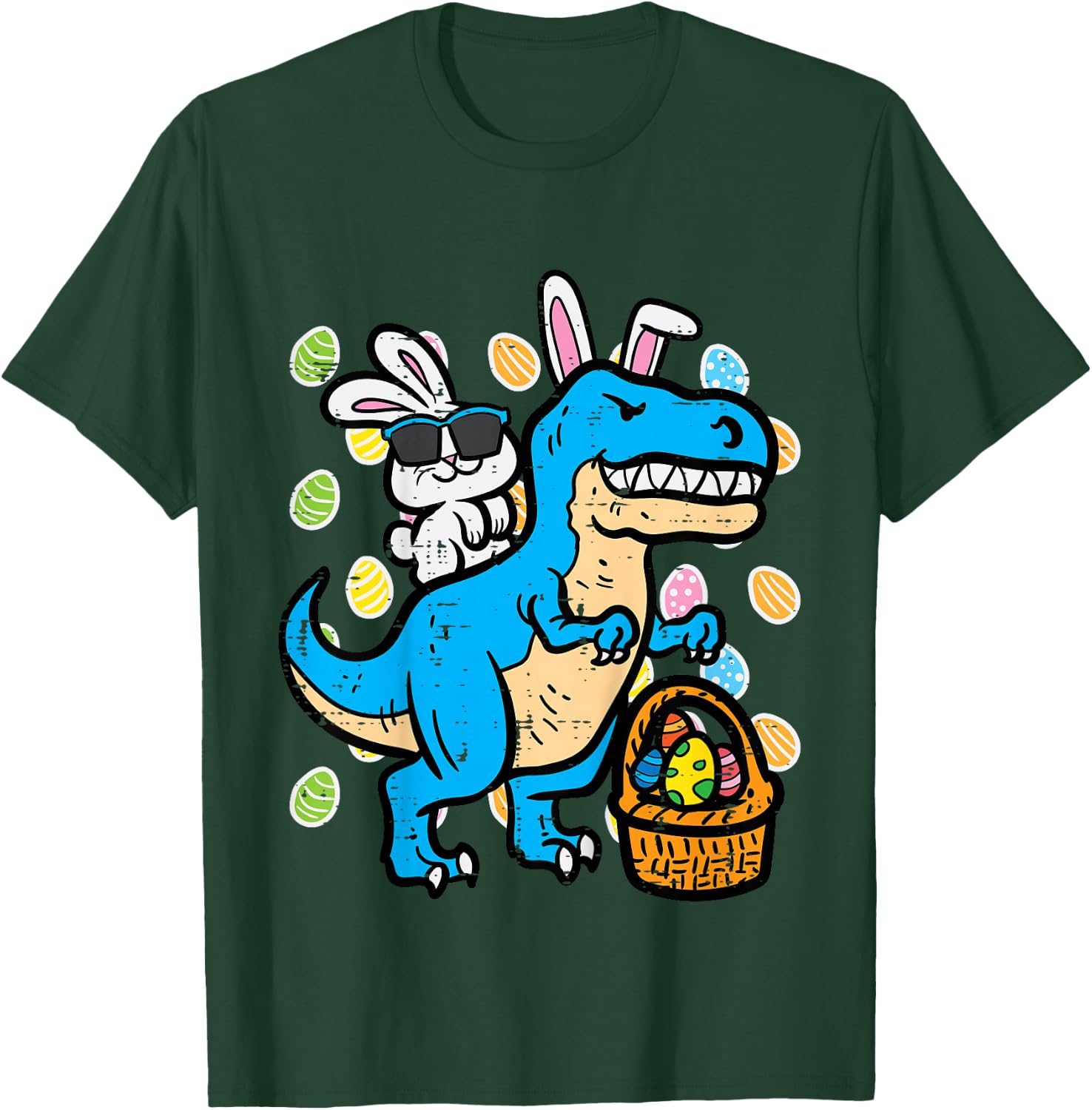 Kids Easter Bunny On Trex Dino Egg Rabbit Boys Kids Toddler Youth T-Shirt - T-Shirt | Forest