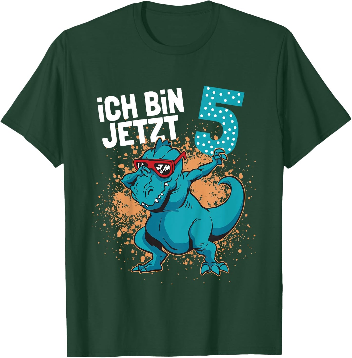 Children's Birthday Shirt 5 Years Boy Dinosaur | Dino Ich Bin 5 , black T-Shirt - T-Shirt | Forest