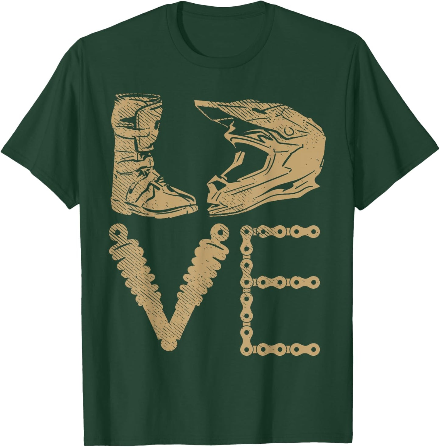 Love Dirt Bike Boots Helmet Motocross Motorcycle Racing Gift T-Shirt - T-Shirt | Forest