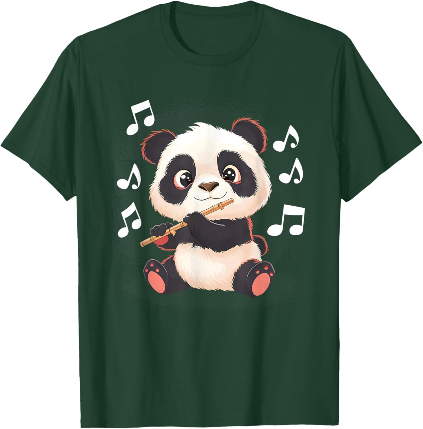 Panda Playing Flute T-Shirt - T-Shirt | Forest