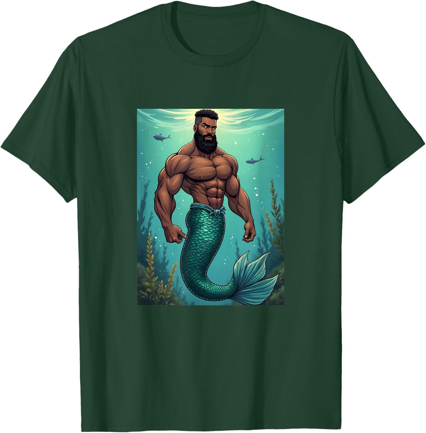 LGBTQ Transgender Gay Muscle African Mermaid Gay Merman T-Shirt - T-Shirt | Forest