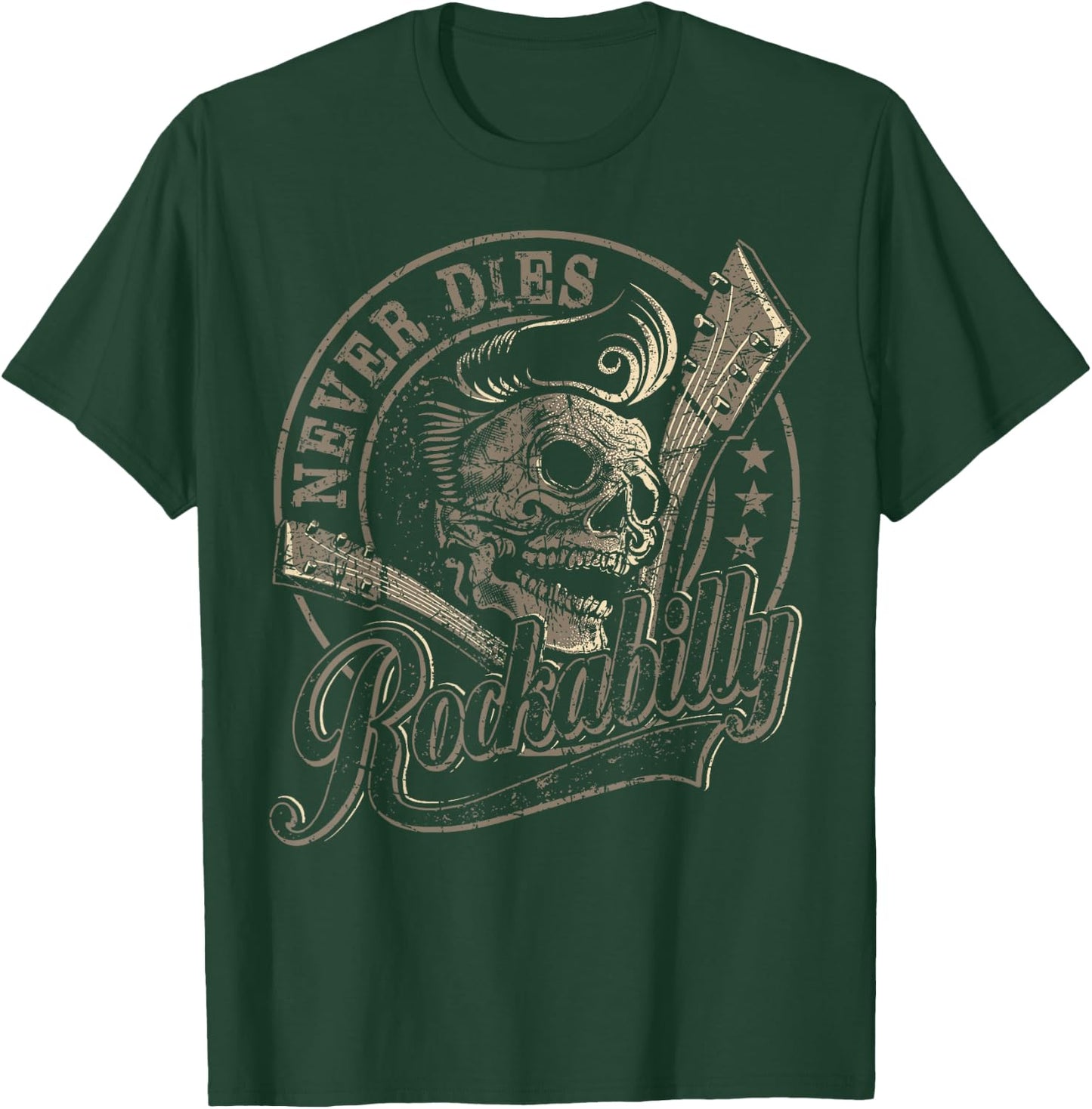 Rockabilly Skull Guitar print - Gift Rockstars - Biker T-Shirt - T-Shirt | Forest