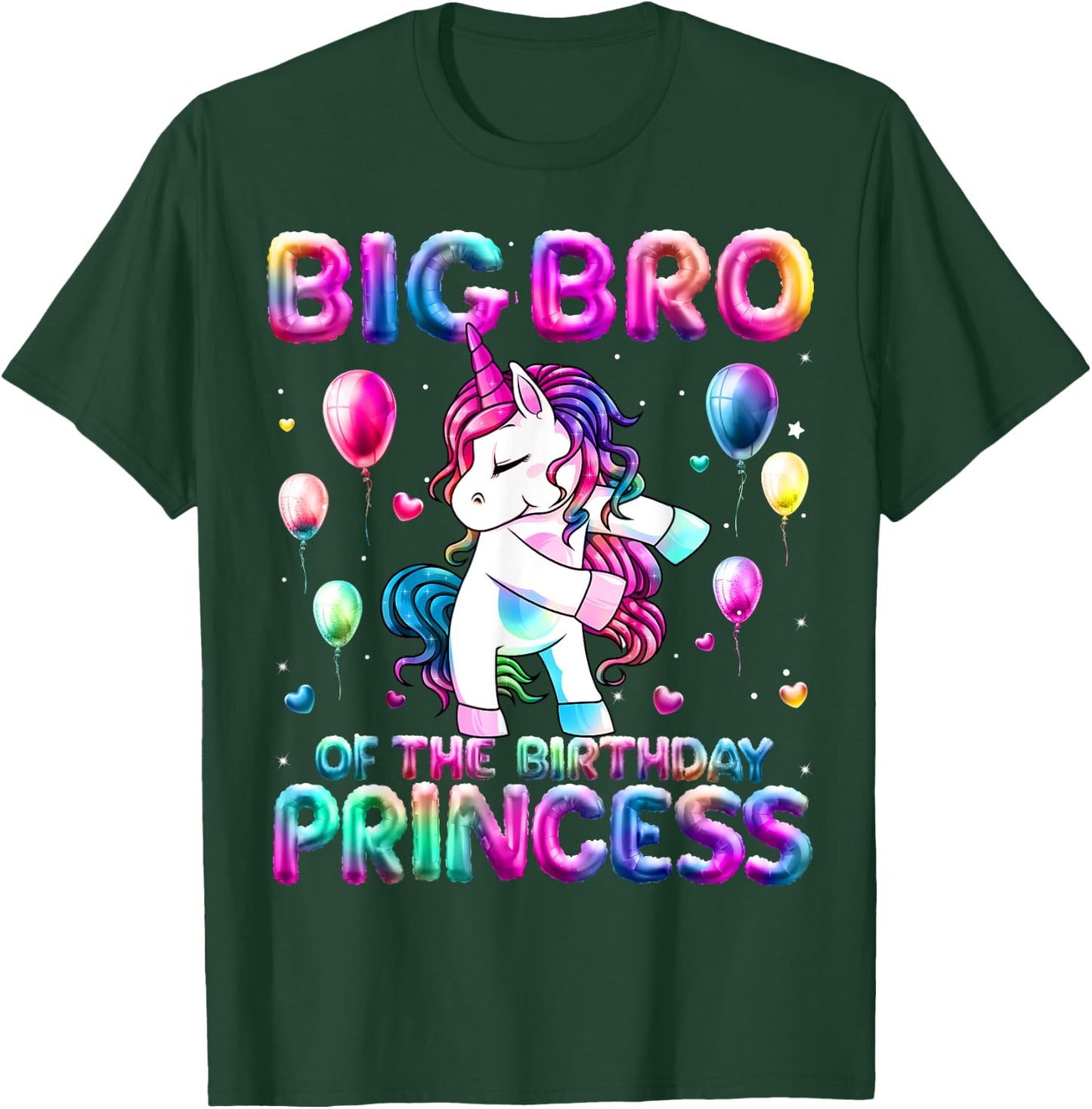Brother of the Birthday Princess Girl Flossing Unicorn Bro T-Shirt - T-Shirt | Forest