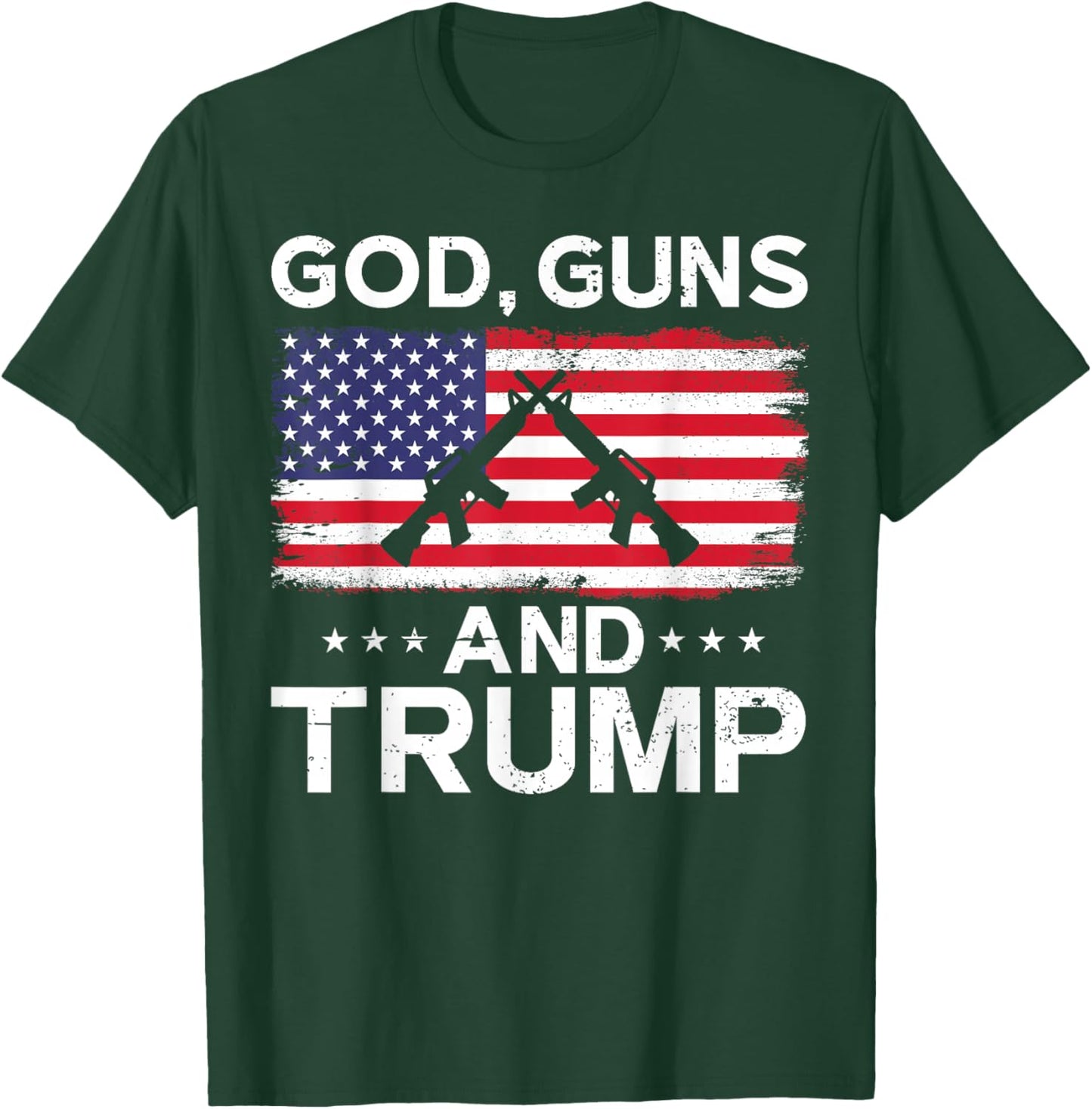 2024 President Donald Trump God Guns And Trump , black T-Shirt - T-Shirt | Forest