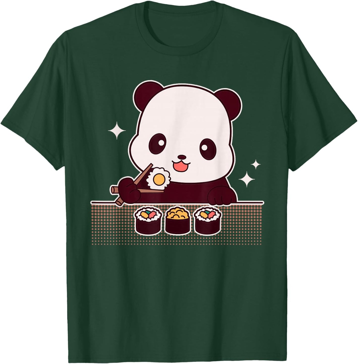 Panda Eating Sushi Cute Panda Bear Lovers T-Shirt - T-Shirt | Forest