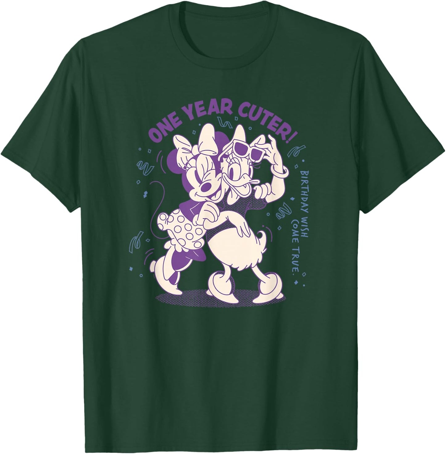 Disney Minnie Mouse Daisy Duck Birthday Wish One Year Cuter T-Shirt - T-Shirt | Forest