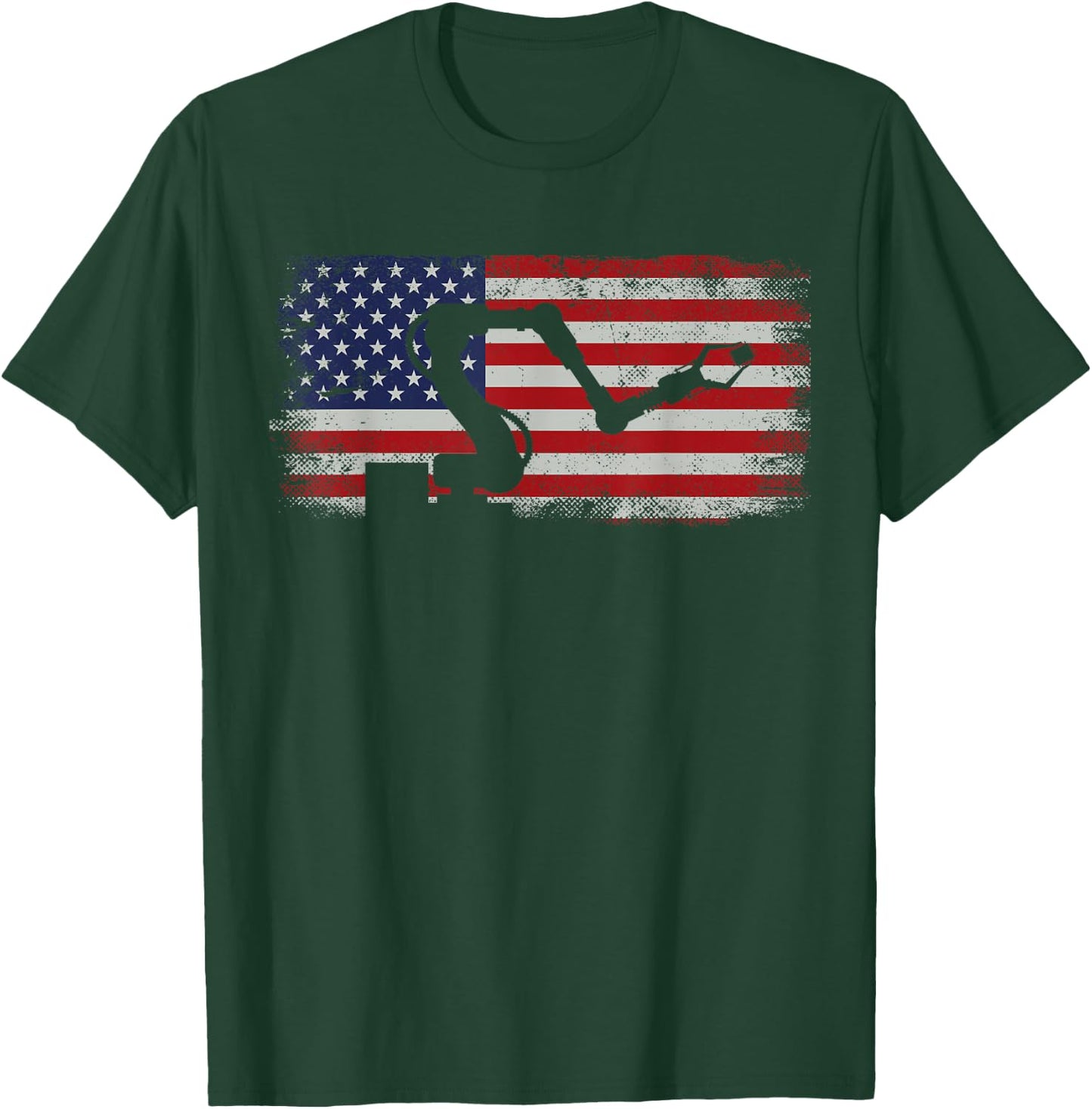 Robot Robotics Engineer American Flag Vintage T-Shirt - T-Shirt | Forest