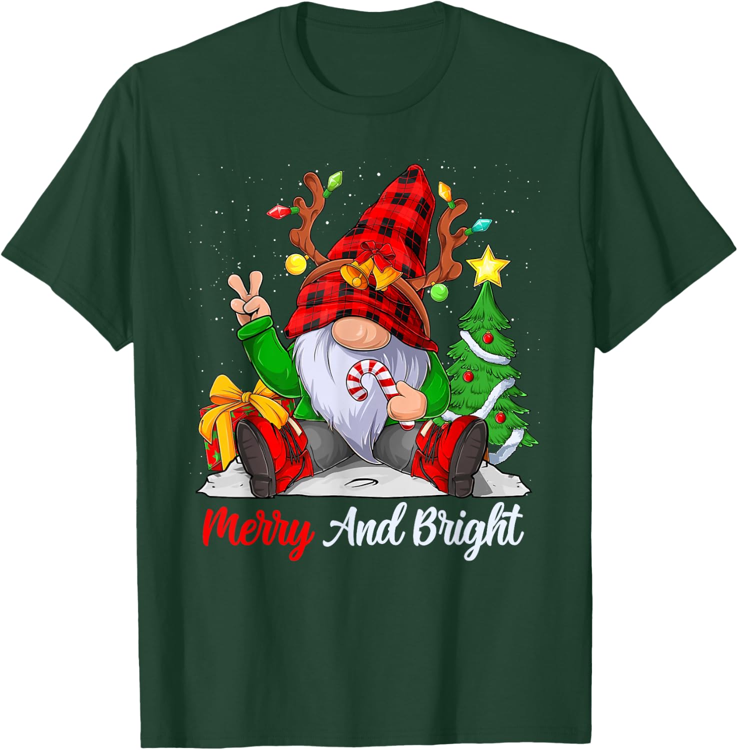 Merry and bright christmas gnome family pajamas matching T-Shirt - T-Shirt | Forest