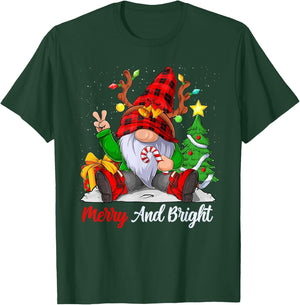 Merry and bright christmas gnome family pajamas matching T-Shirt - T-Shirt | Forest