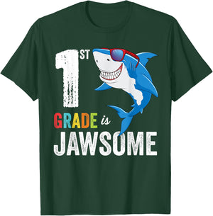 First Grade Shirt Boys Girls Shark First Day of School T-Shirt - T-Shirt | Forest