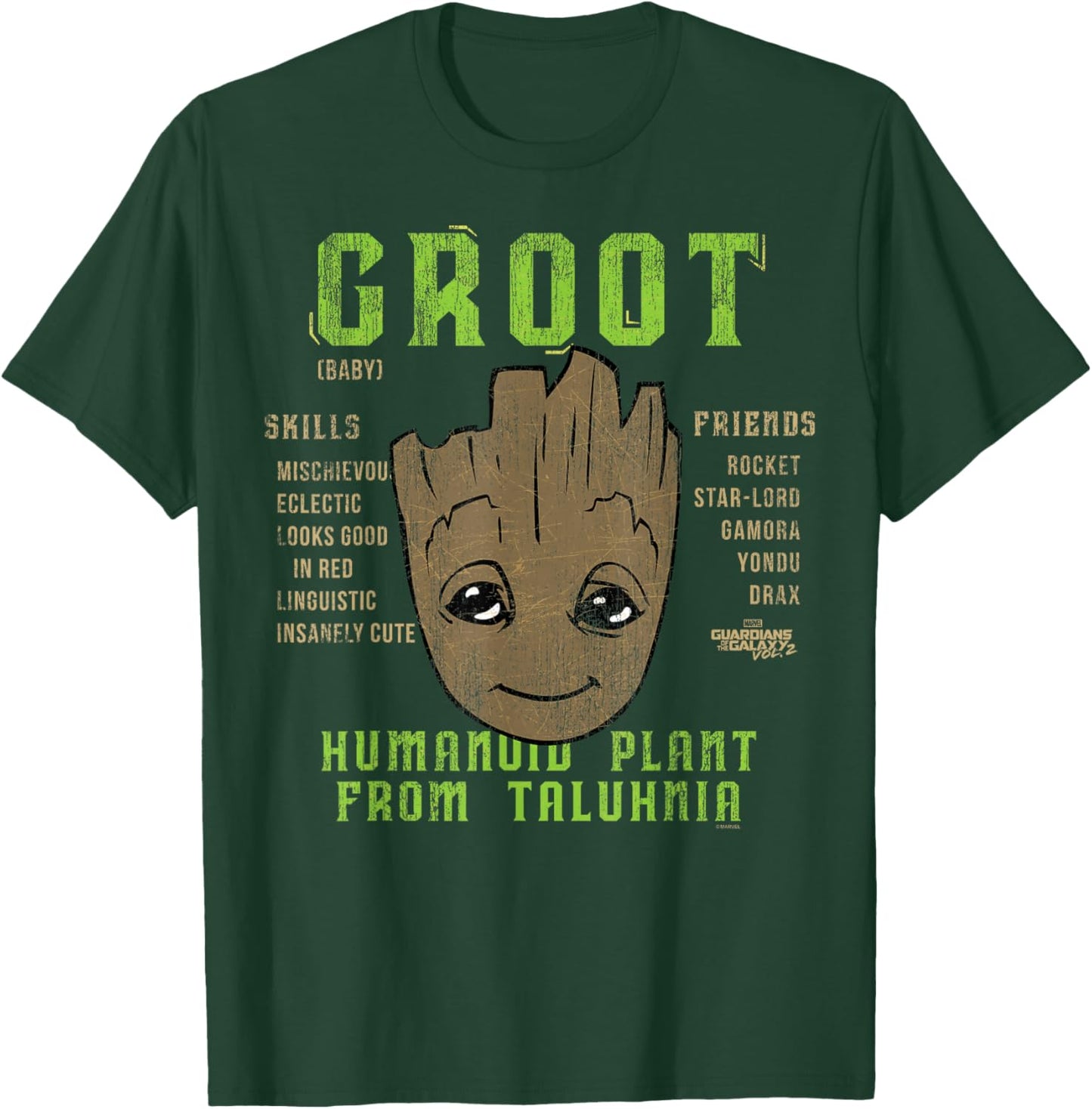 Marvel Guardians of Galaxy 2 Groot Skills Graphic C2 T-Shirt - T-Shirt | Forest