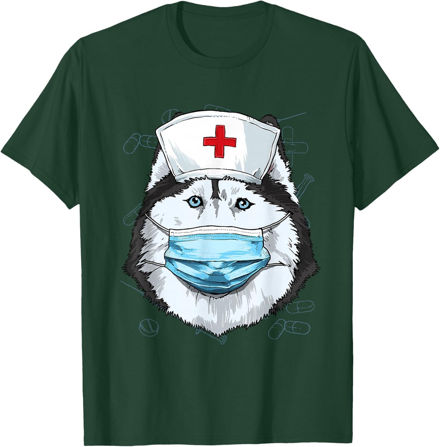 Hospital Siberian Husky ER Nurse LPN RN Nurse Life Dog Lover T-Shirt - T-Shirt | Forest