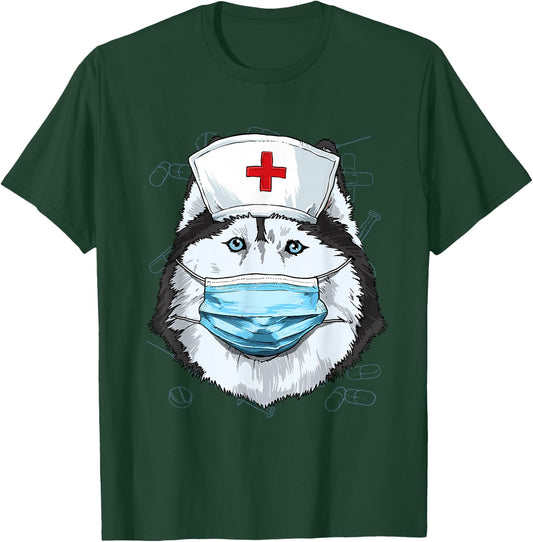 Hospital Siberian Husky ER Nurse LPN RN Nurse Life Dog Lover T-Shirt - T-Shirt | Forest