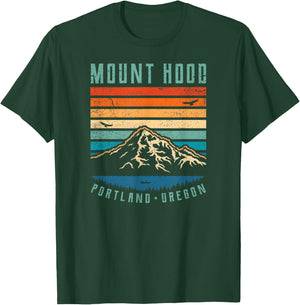 Mt Hood Retro | Mount Hood Portland Oregon Vintage Mountain T-Shirt - T-Shirt | Forest
