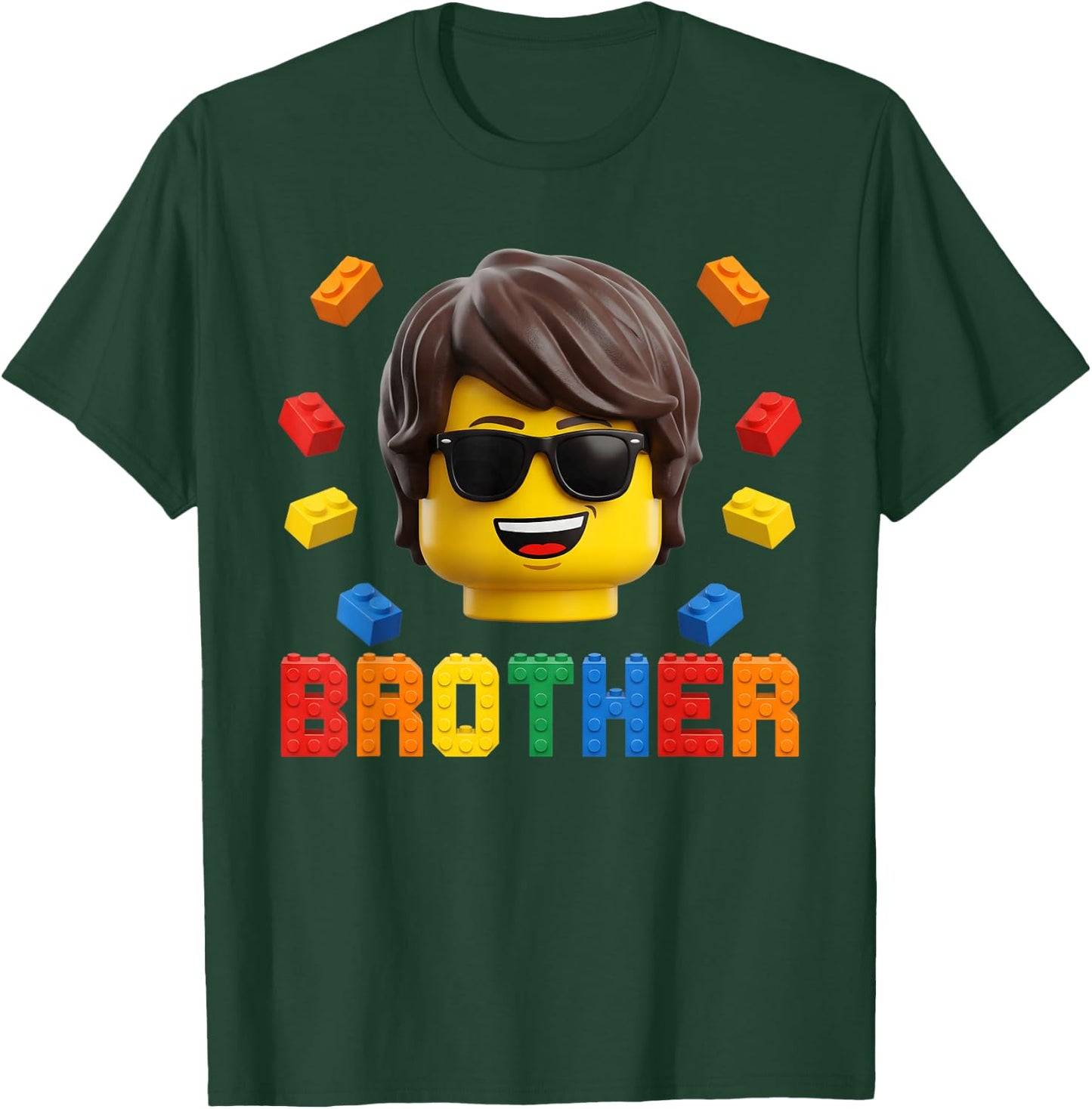 Brother Master Builder Boy Building Bricks Blocks Family T-Shirt - T-Shirt | Forest