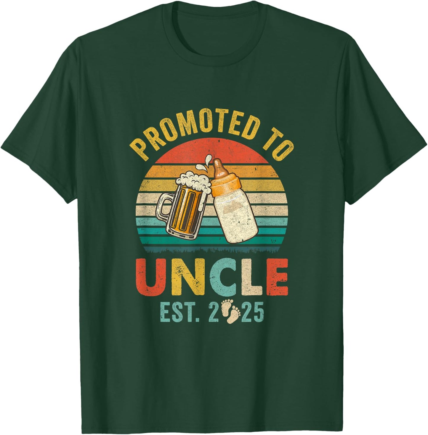 Promoted To Uncle Est 2025 Vintage New Uncle Fathers Day T-Shirt - T-Shirt | Forest