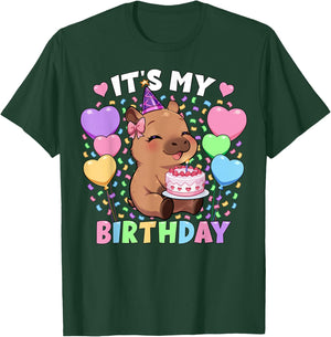 Capybara Birthday Shirt | It's My Birthday Capybara Girls T-Shirt - T-Shirt | Forest