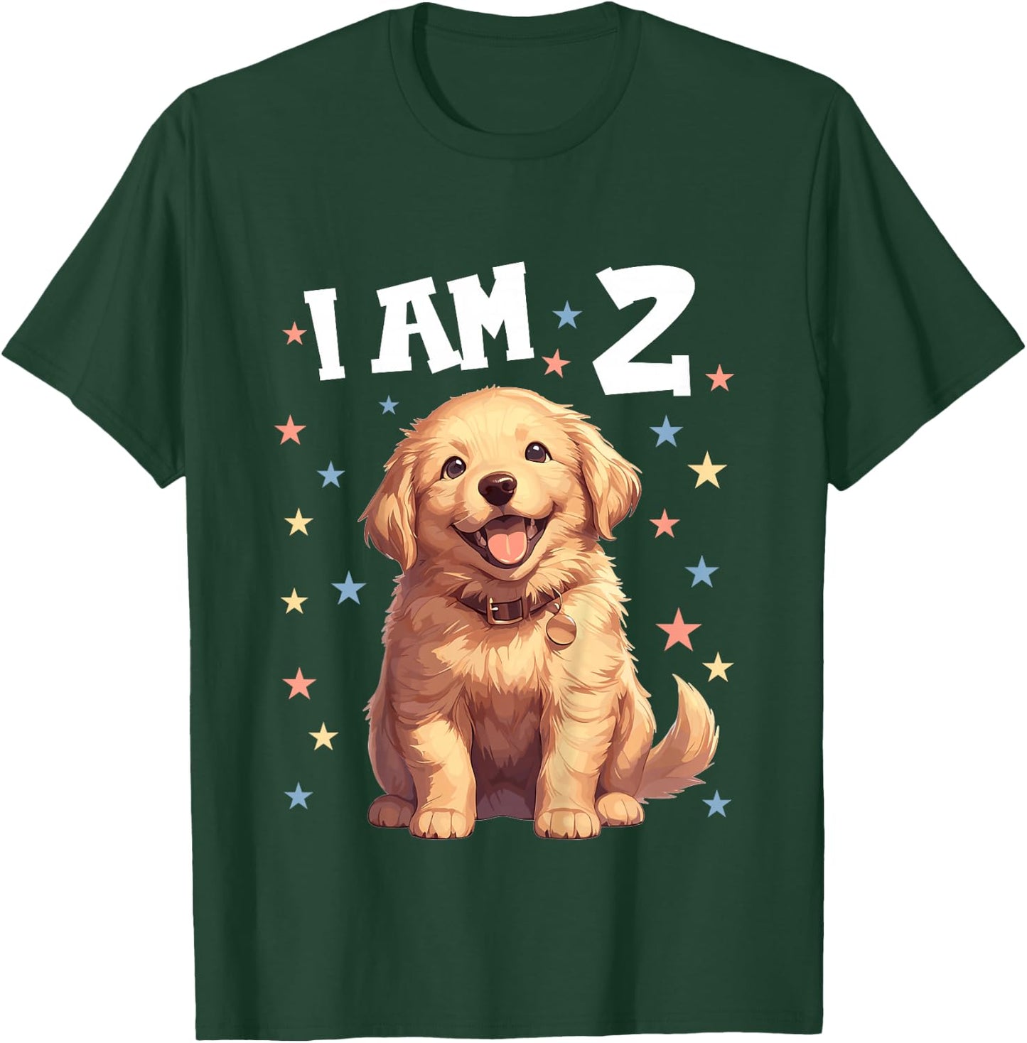 Kids 2 Years old 2th birthday Golden Retrievers Golden Retriever T-Shirt - T-Shirt | Forest