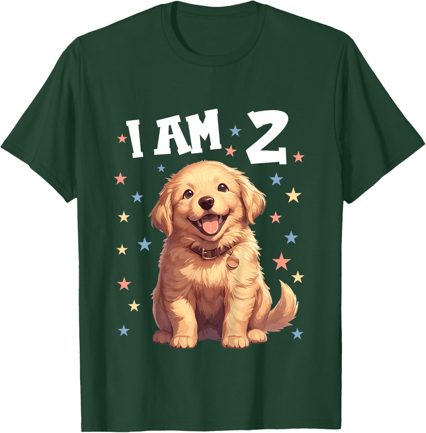 Kids 2 Years old 2th birthday Golden Retrievers Golden Retriever T-Shirt - T-Shirt | Forest