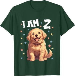Kids 2 Years old 2th birthday Golden Retrievers Golden Retriever T-Shirt - T-Shirt | Forest