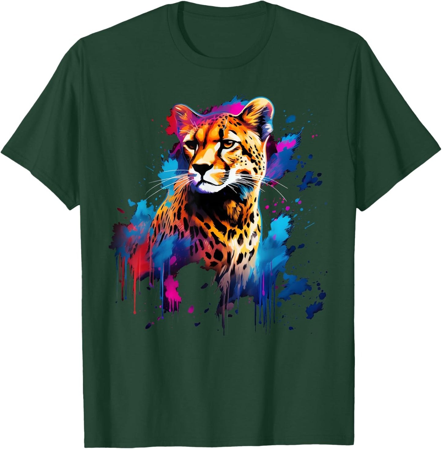 Cool Cheetah on colorful painted Cheetah T-Shirt - T-Shirt | Forest