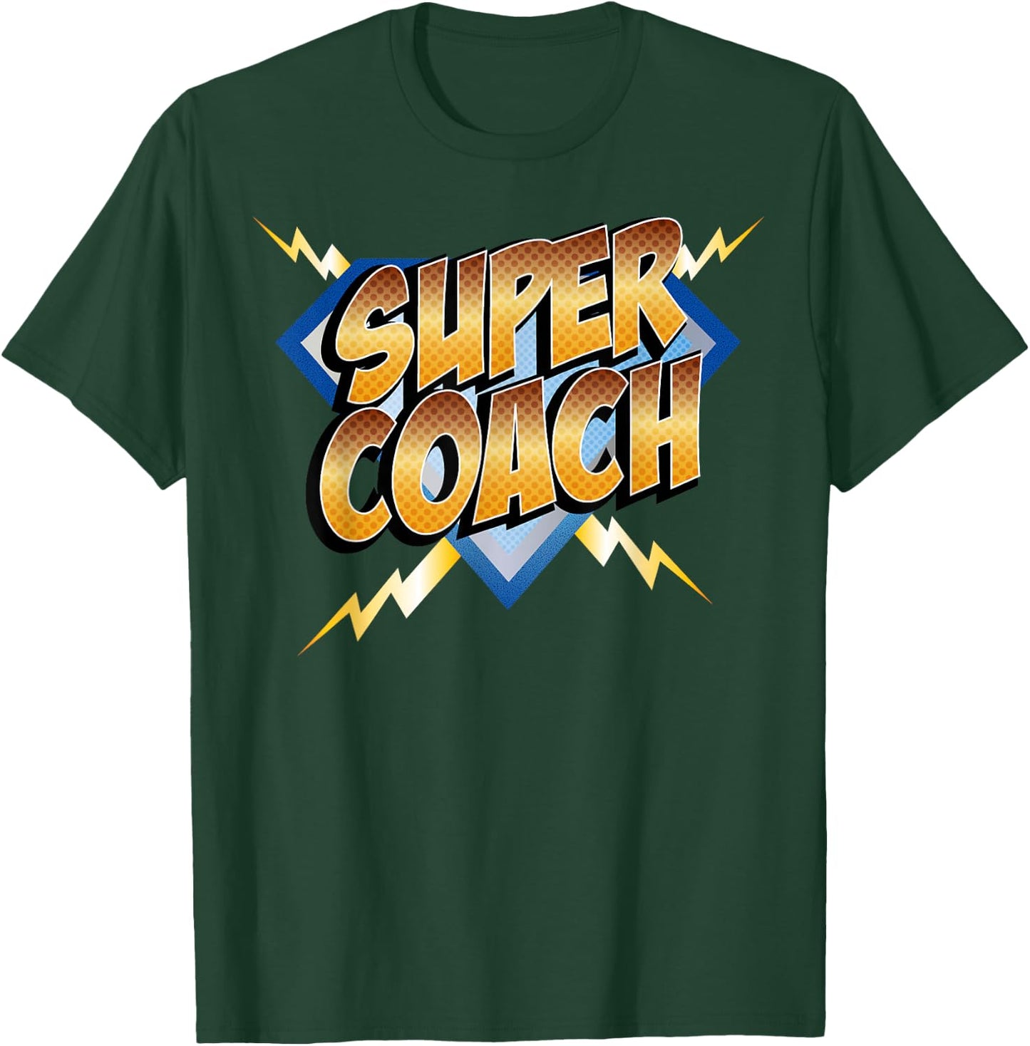 Super Coach Superhero Comic Book Sports Team T-Shirt - T-Shirt | Forest