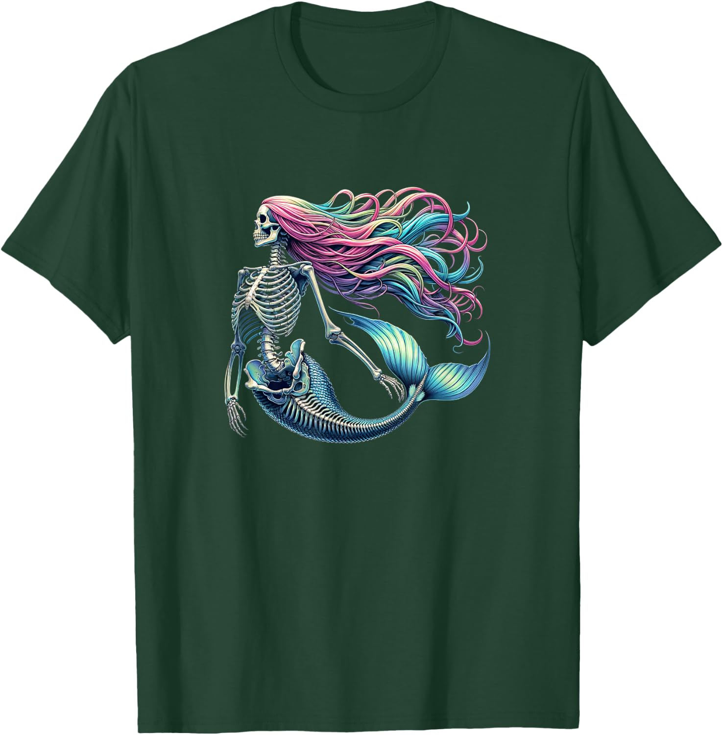 Mermaid Skeleton - Scary Halloween T-Shirt - T-Shirt | Forest