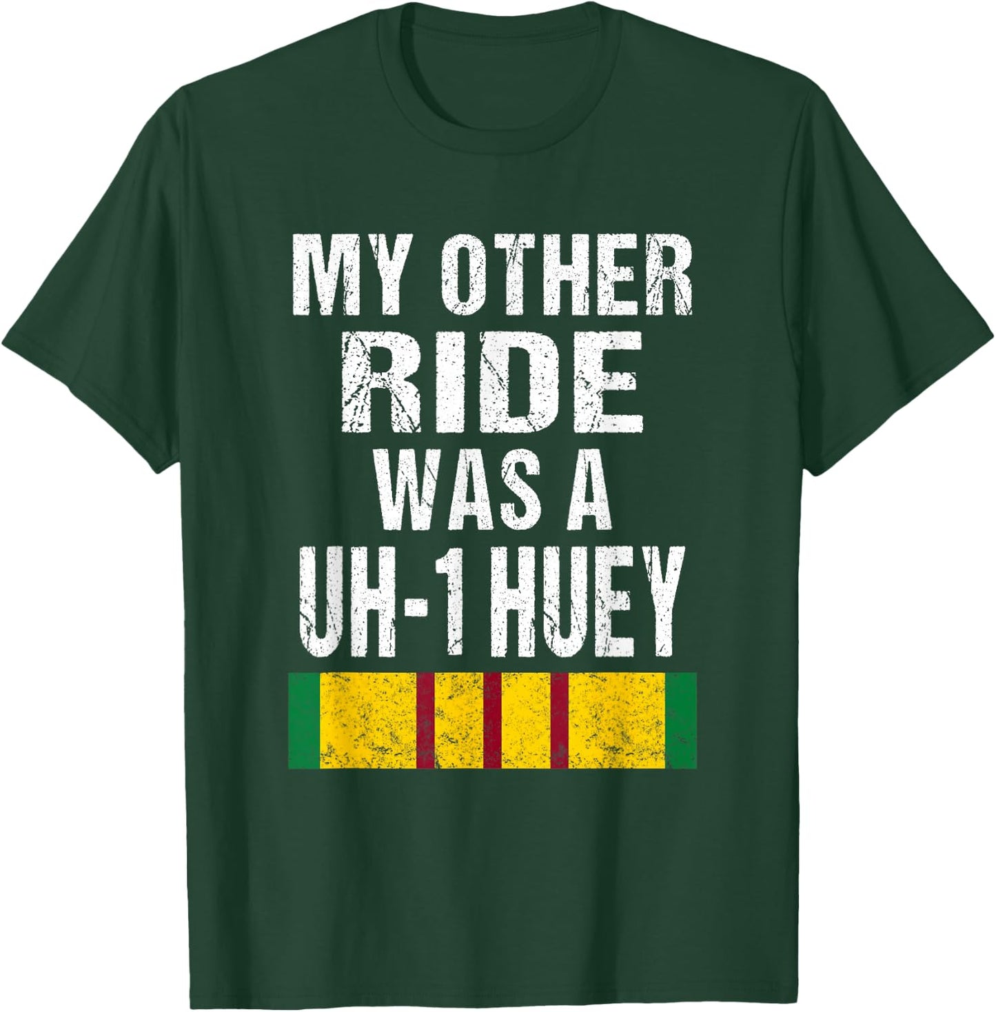 Vietnam Veteran Biker UH-1 Huey Helicopter Vet T-Shirt - T-Shirt | Forest