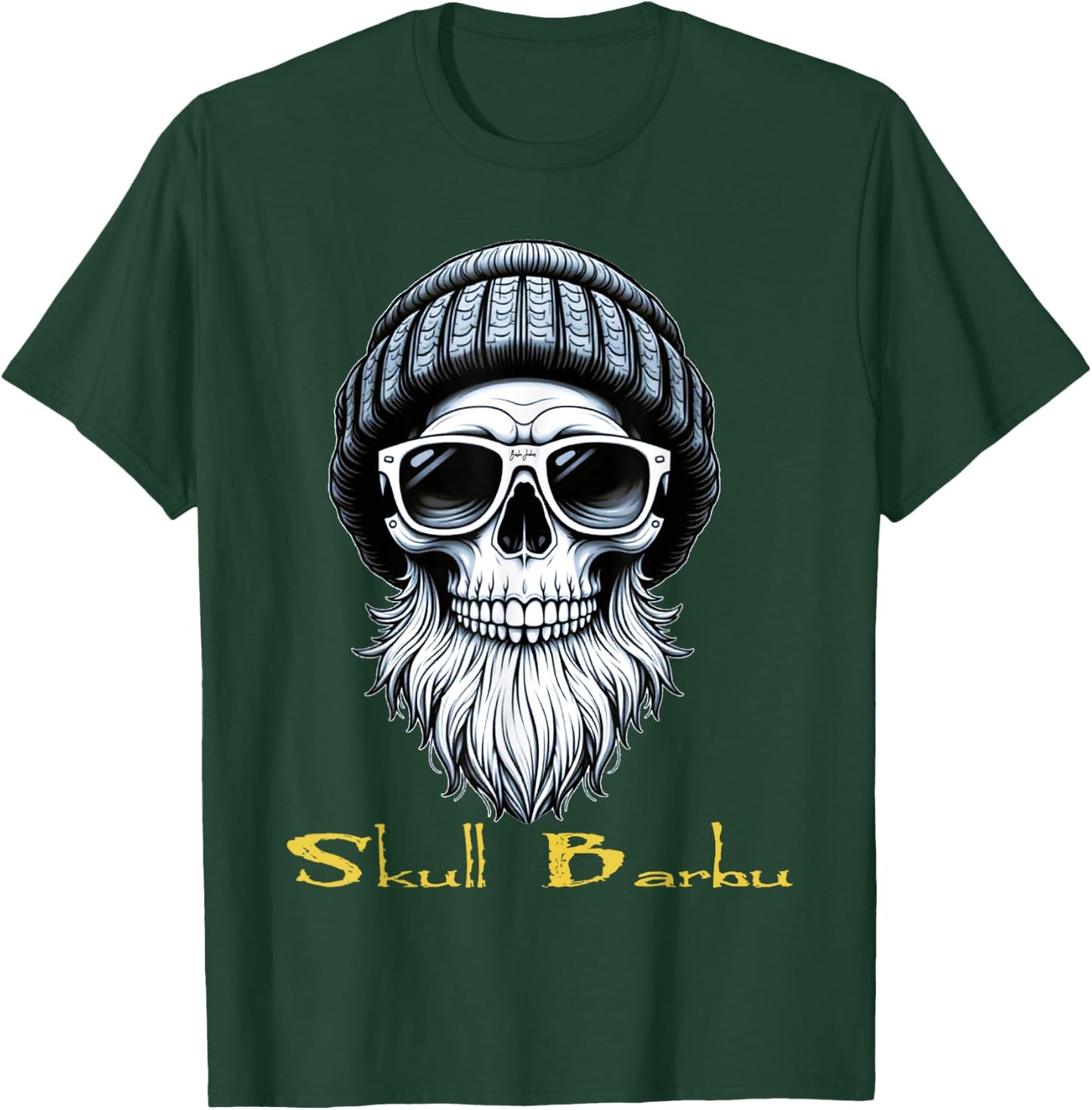 Skull Bearded Skull Beard Gift , Black, S T-Shirt - T-Shirt | Forest