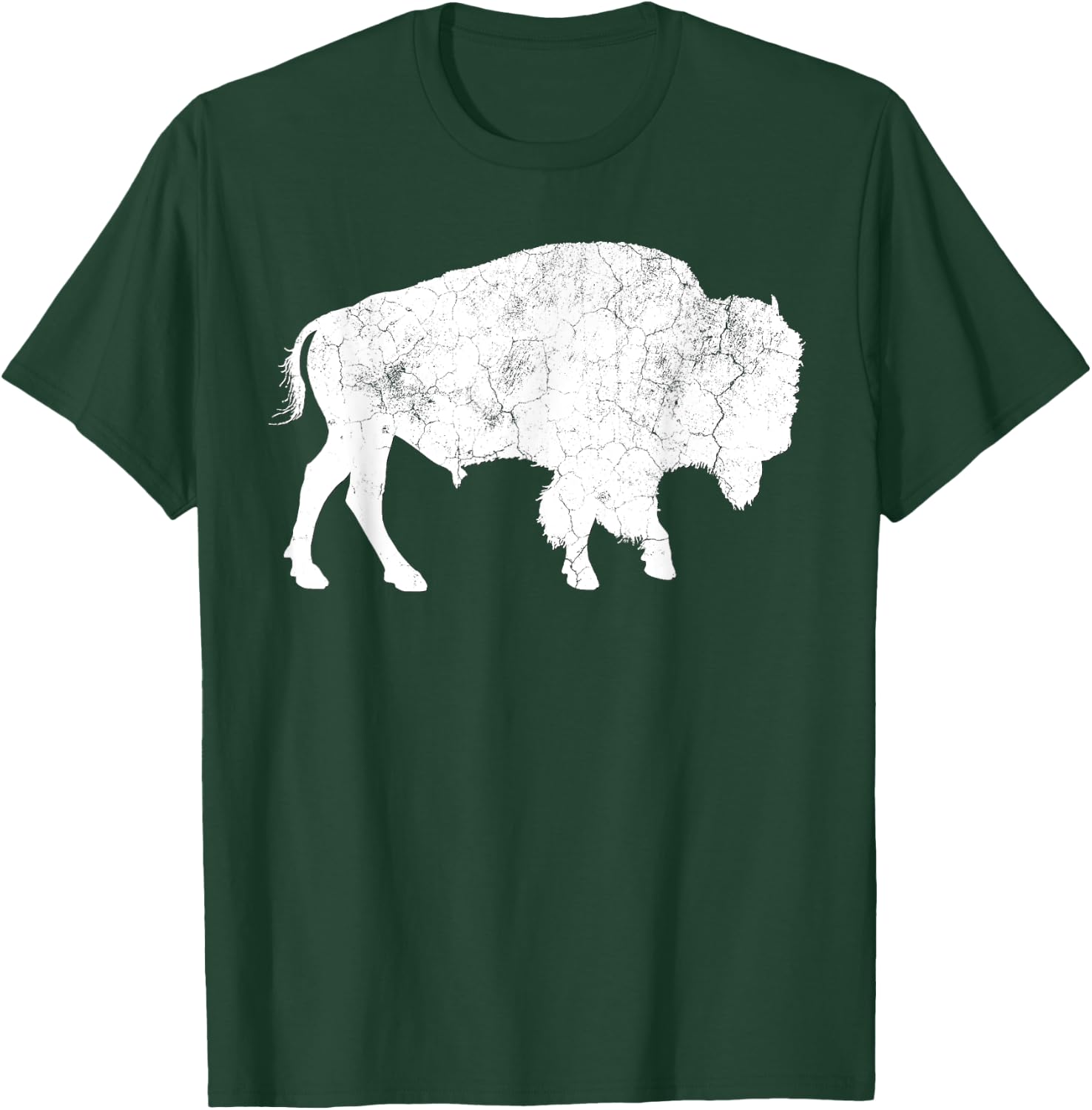 Distressed Buffalo Retro Bison Animal Lover Shirt Men Women T-Shirt - T-Shirt | Forest
