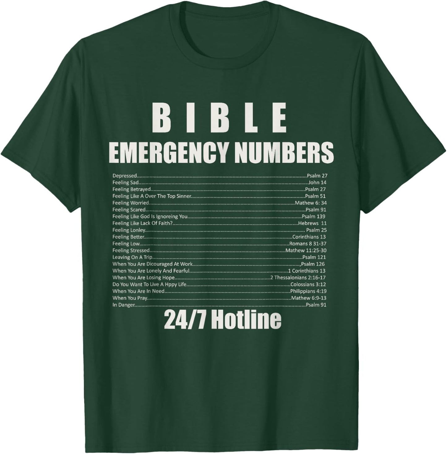 Bible Emergency Numbers T-Shirt - T-Shirt | Forest