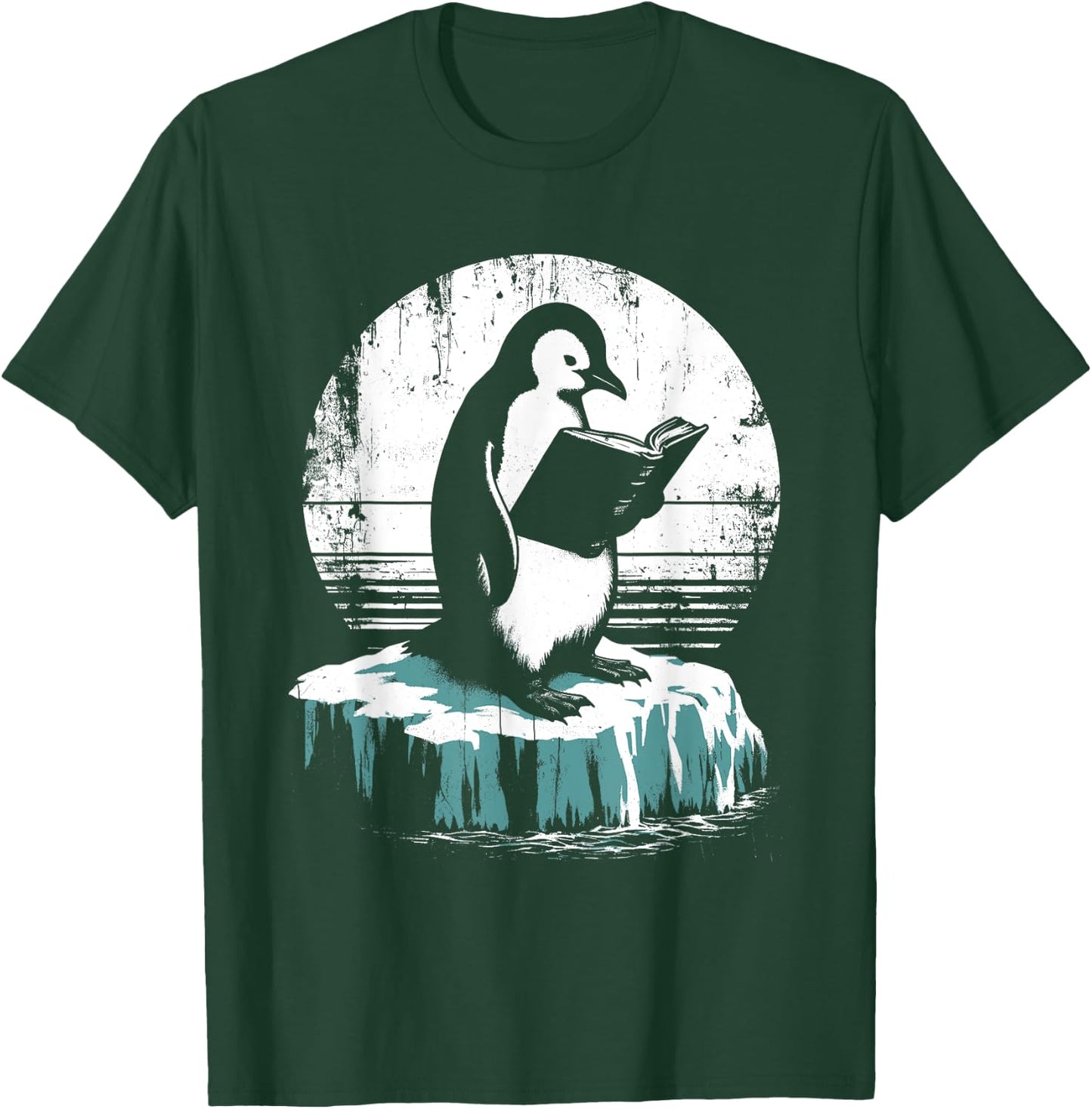 Penguin Reading A Book - Vintage Graphic Bookworm Lover T-Shirt - T-Shirt | Forest