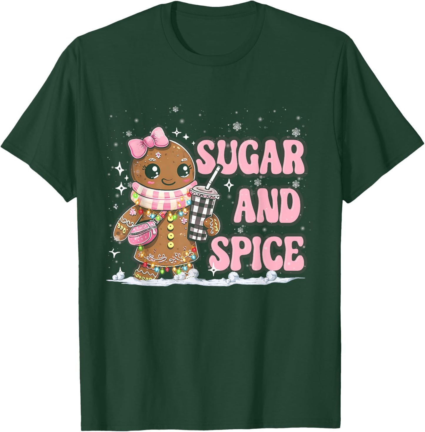 Sugar Spice Gingerbread Bougie Pink Christmas Retro Cookie T-Shirt - T-Shirt | Forest