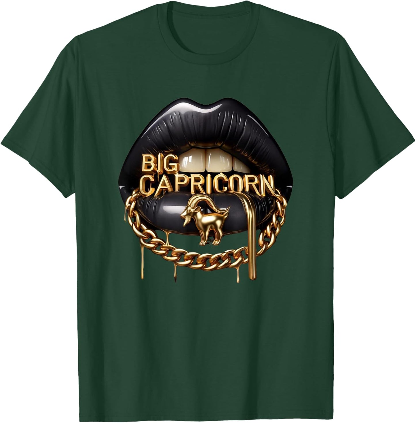 Big Capricorn Astrology Zodiac Lips Mouth T-Shirt - T-Shirt | Forest