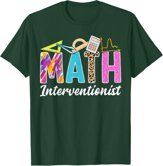 Math Interventionist Teacher Appreciation Leopard Men Women T-Shirt - T-Shirt | Forest