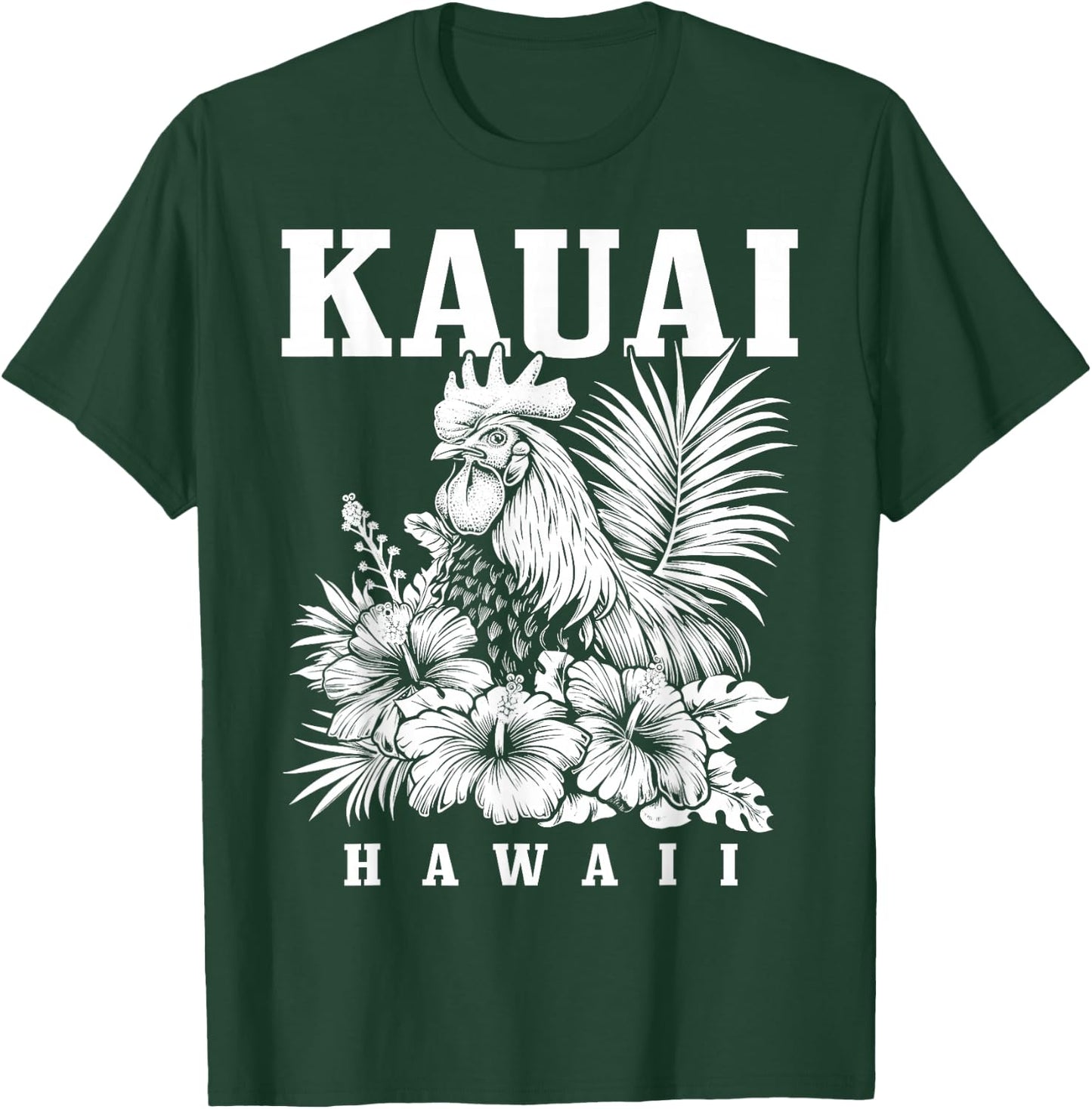 Kauai Hawaii Chicken Hawaiian Hibiscus Flowers Vintage T-Shirt - T-Shirt | Forest
