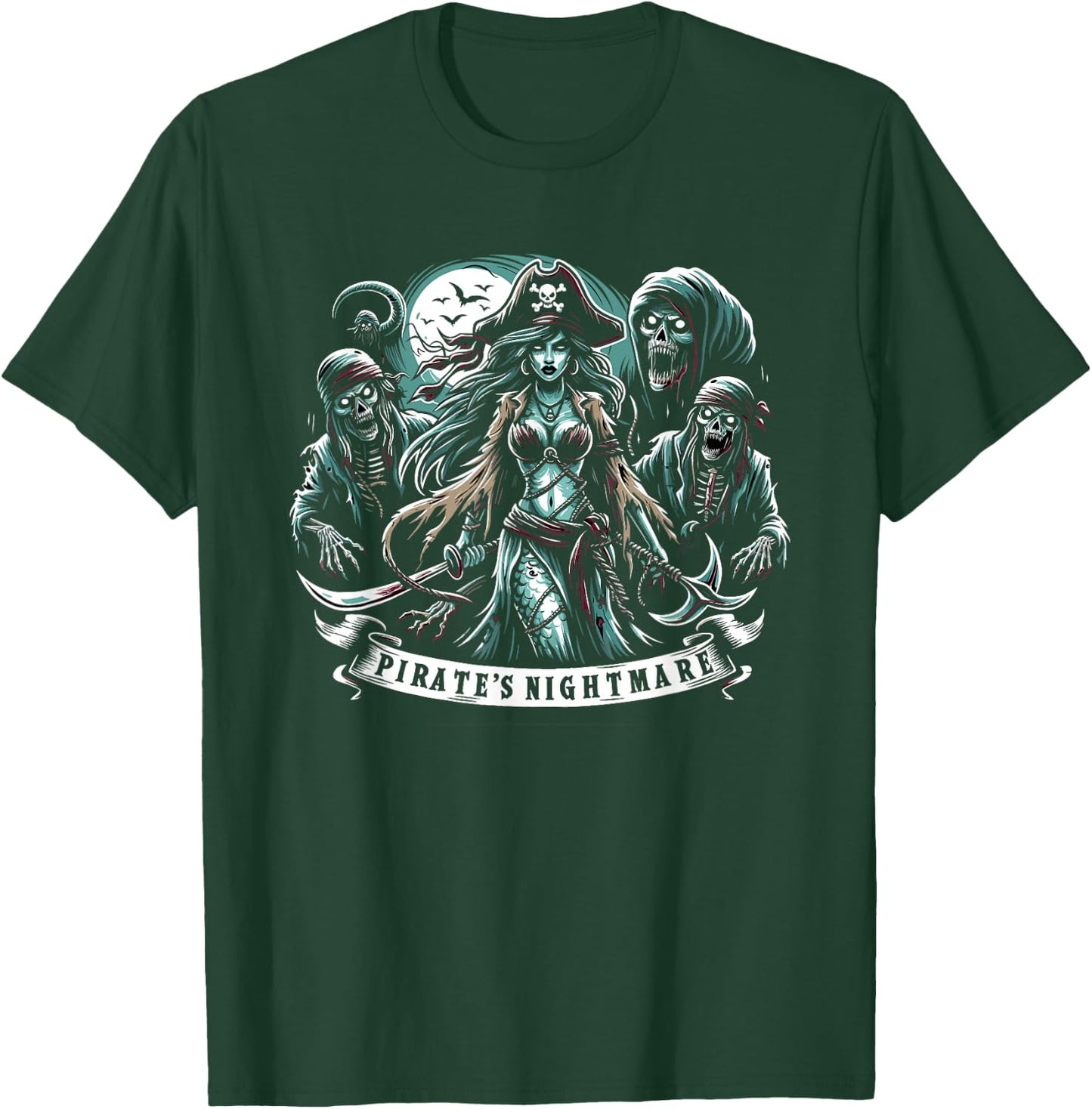 Spooky Sirens Horror Mermaid Creepy Mermaid Haunted Sea T-Shirt - T-Shirt | Forest