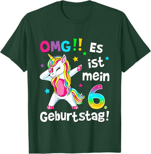 Kids OMG It's My 6th Birthday Girls Party Unicorn , black T-Shirt - T-Shirt | Forest