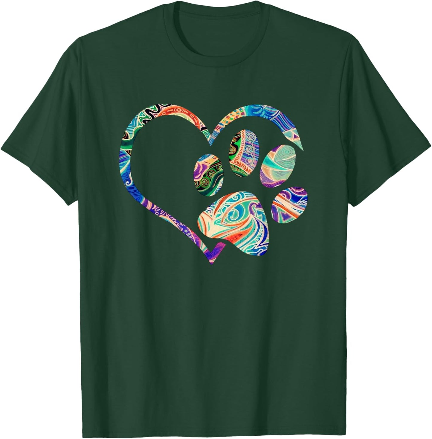 Animal Rescue Shirt Dog Paw Print Tie Dye Rainbow Dog Love Men Women Girls Kids T-Shirt - T-Shirt | Forest