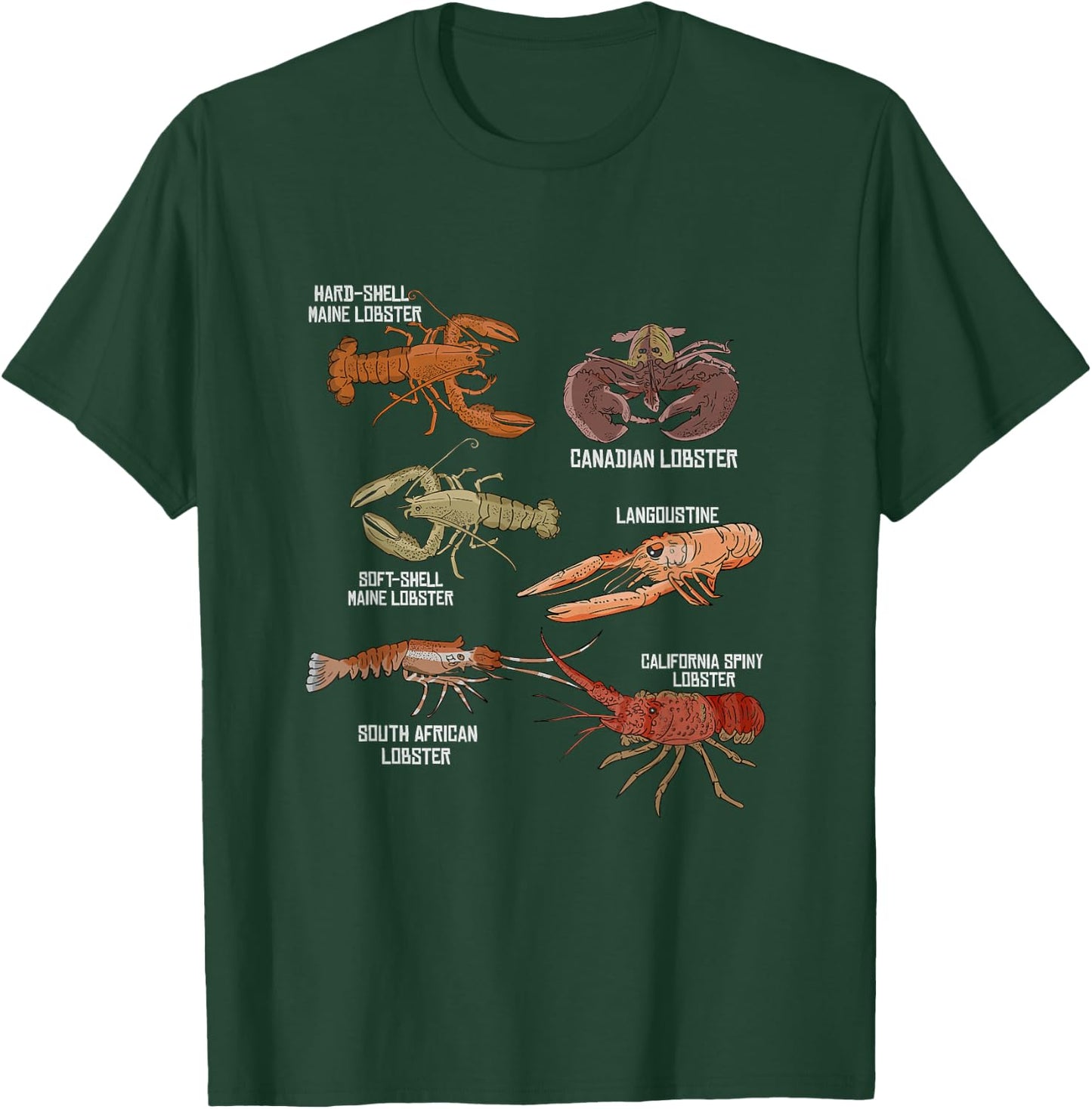 Lobster Species Illustration Biology Crustaceans T-Shirt - T-Shirt | Forest